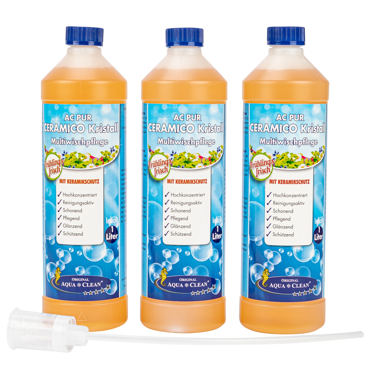 AQUA CLEAN PUR Ceramico Kristall Multiwischpflege mit Keramikschutz 3x 1l